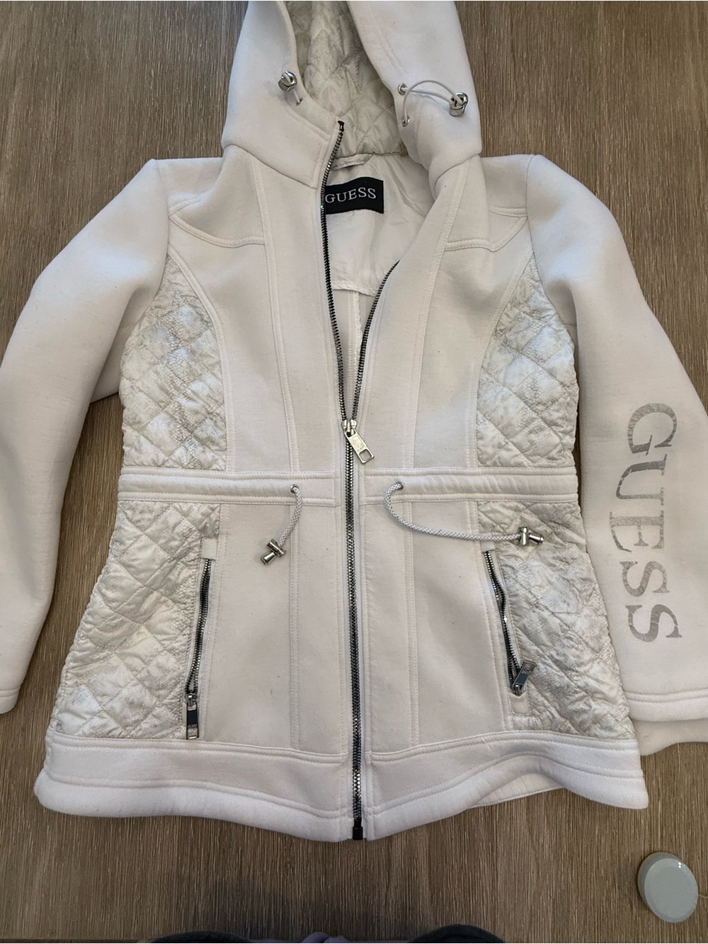 Guess White Quilted Active Jacket  Size Medium